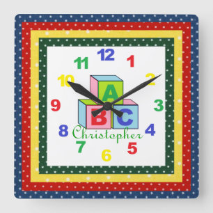 Horloge Carrée L'horloge w/Numbers de l'enfant personnalisé (de