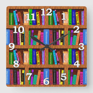 Horloge Carrée Library Book
