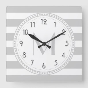 Horloge Carrée Lieutenant Gray   White Stripes Pattern monogram