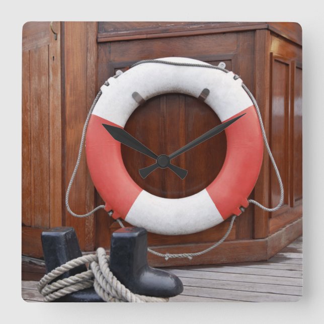 Horloge Carrée Lifebelt de Ships (Recto)