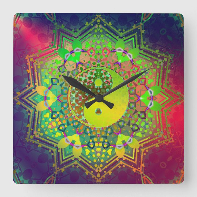 Horloge Carrée Light Yin Yang Balance (Recto)