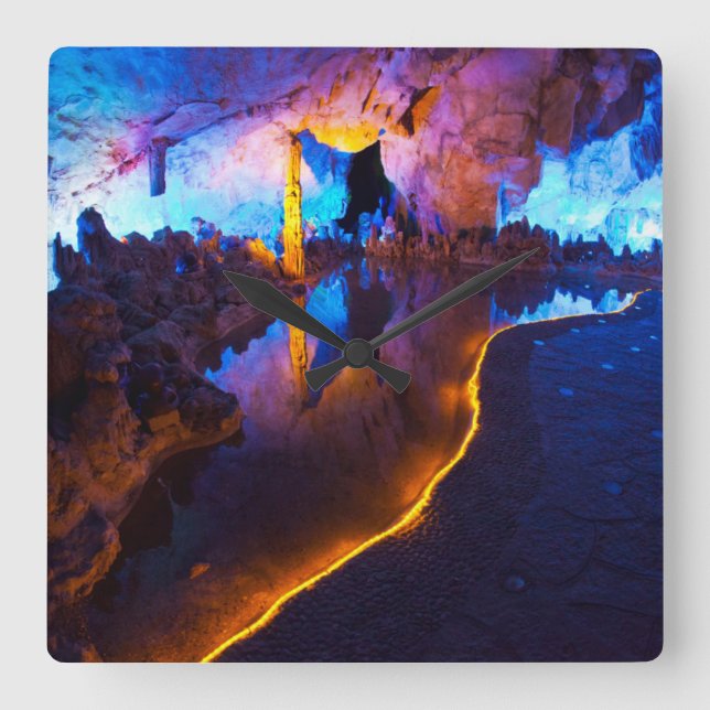 Horloge Carrée Lights in Reed Flute Cave, China (Recto)