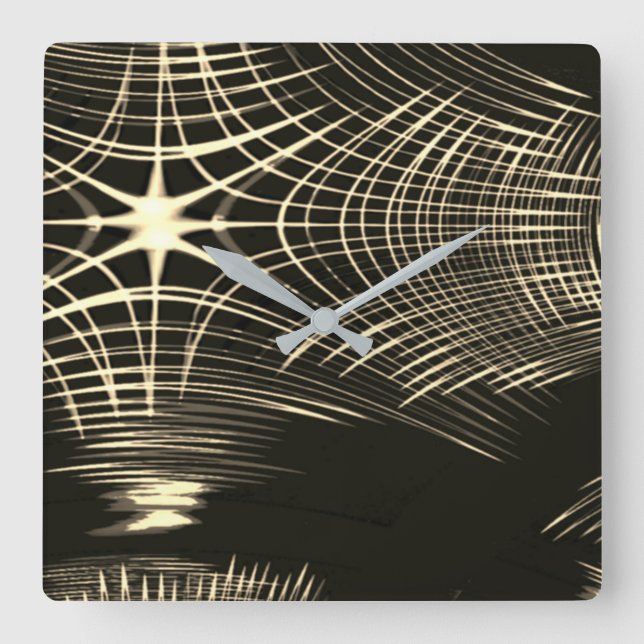 Horloge Carrée Lignes de kaki traversées qui se répètent par vagu (Recto)