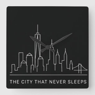Horloge Carrée Lignes de minuit : NYC ne dort jamais