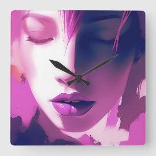 Horloge Carrée Lilac Dream Whisper - Serène, Ethérée, Violet