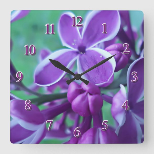 Horloge Carrée Lilac variété de couleurs  (Recto)