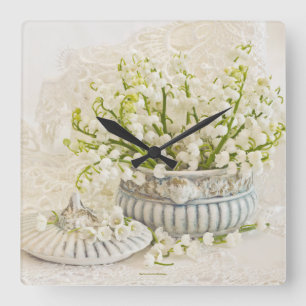 Horloge Carrée Lily De La Vallée