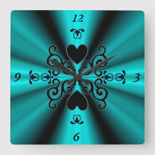 Horloge Carrée Lily et Heart on Rainbow