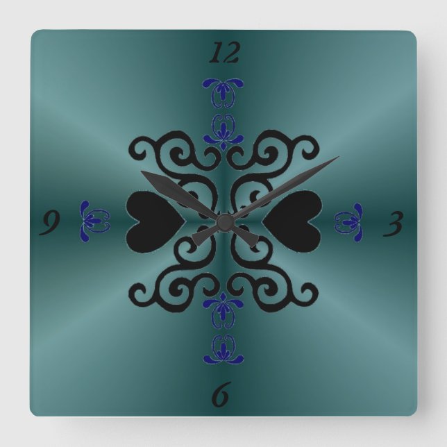 Horloge Carrée Lily et Heart on Rainbow (Recto)