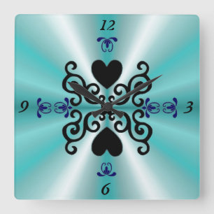 Horloge Carrée Lily et Heart on Rainbow