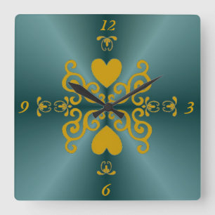 Horloge Carrée Lily et Heart on Rainbow