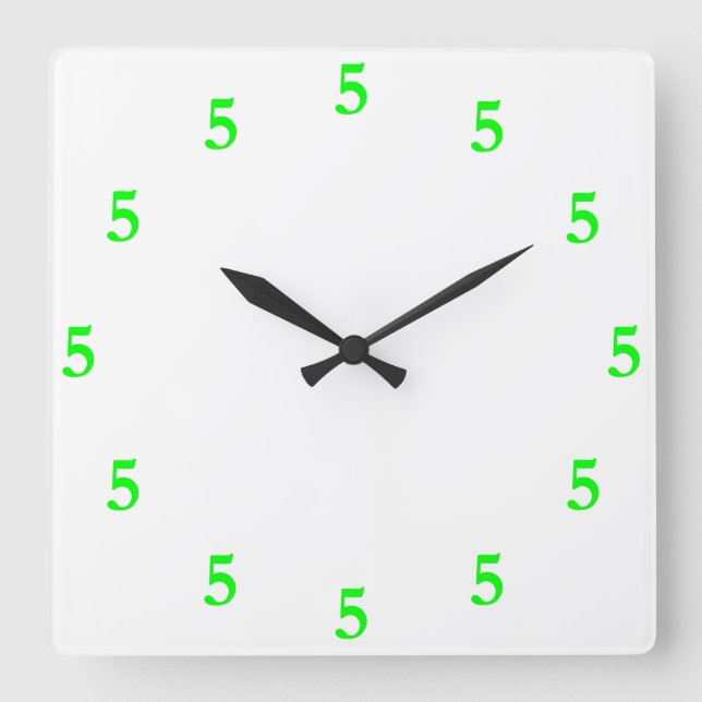 Horloge Carrée Lime Green Cinq oHorloge quelque part en blanc (Recto)