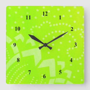 Horloge Carrée Lime Green geomentric dot stripe graphic pattern
