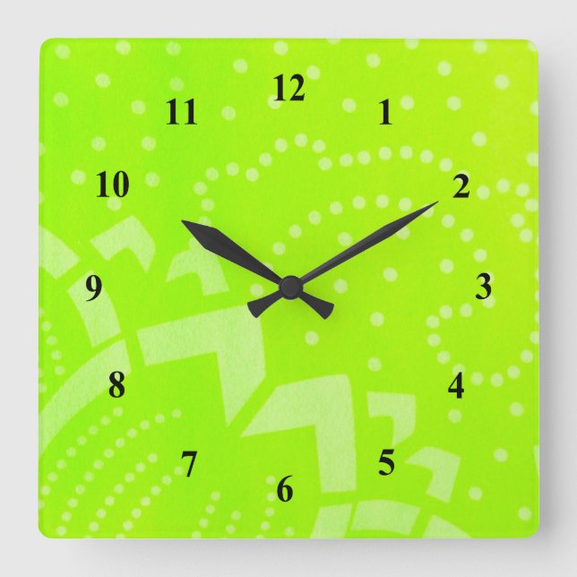 Horloge Carrée Lime Green geomentric dot stripe graphic pattern (Recto)