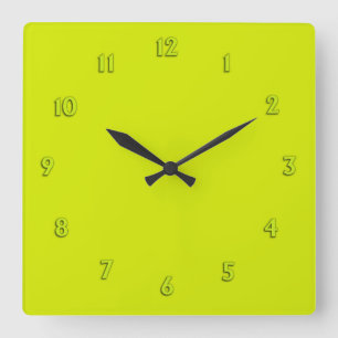Horloge Carrée Lime solide vert avec numéros de chaux