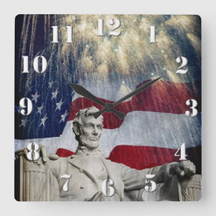 Horloge Carrée Lincoln et Fireworks
