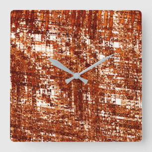Horloge Carrée Linhas cruzadas e entalhe de quadrados enferrujado