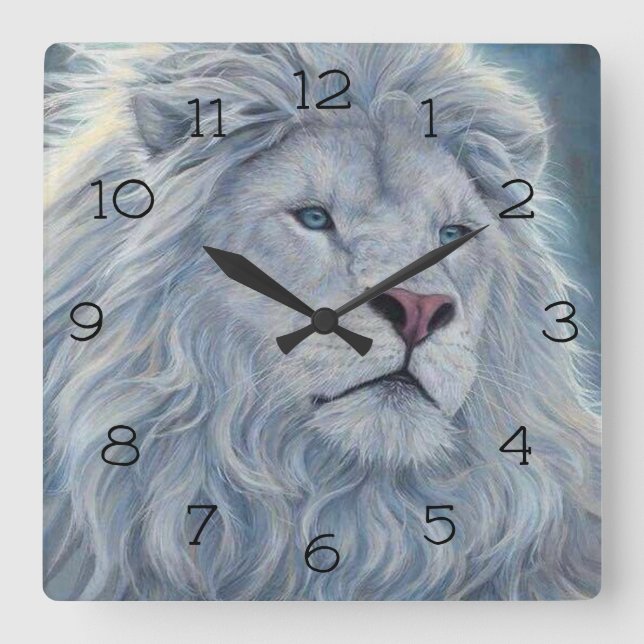 Horloge Carrée Lion blanc (Recto)