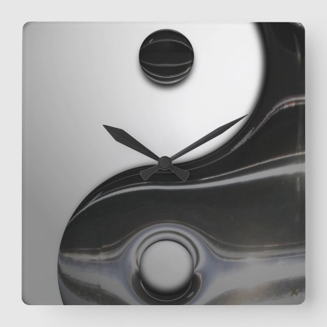 Horloge Carrée Liquid Black Yin Yang (Recto)