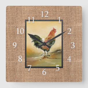 Horloge Carrée Liste De Pays Sur Russe Burlap