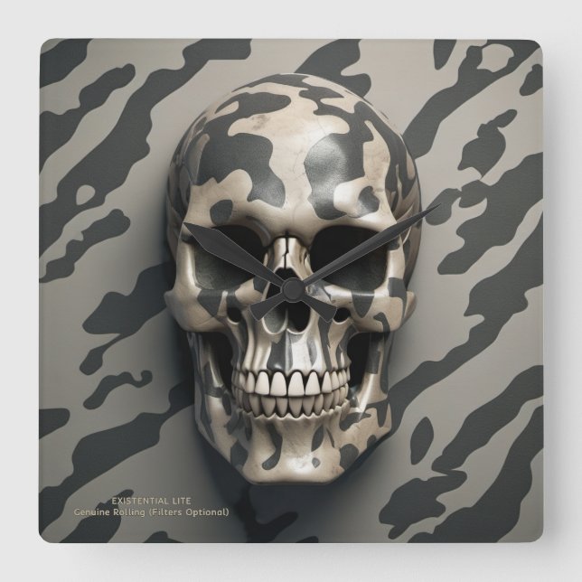 Horloge Carrée LITE Memento Mori Camo Skull (Recto)