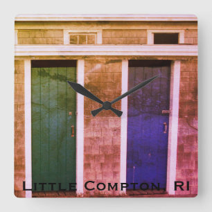 Horloge Carrée Little Compton, RI Cabines de plage estivales (LC)