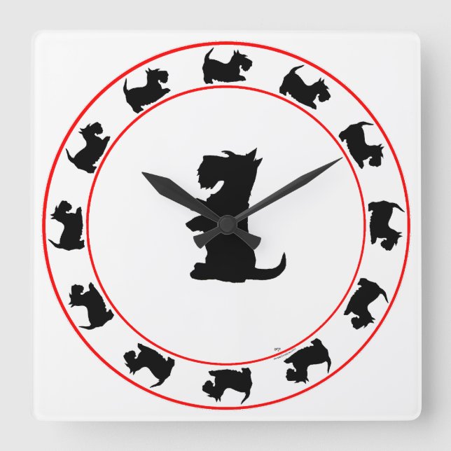 Horloge Carrée Little Scotties Clock (Recto)