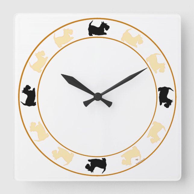 Horloge Carrée Little Scotties Clock (Recto)