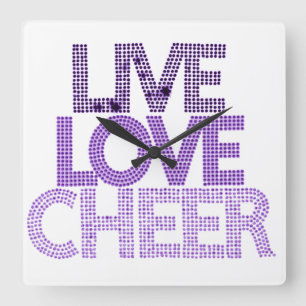 Horloge Carrée Live Love Cheer - Mur Clock