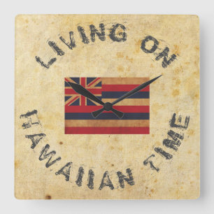 HORLOGE CARRÉE LIVING ON HAWAIIAN TIME LARGE CLOCK