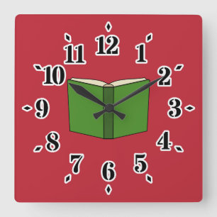 Horloge Carrée Livre vert de dessin