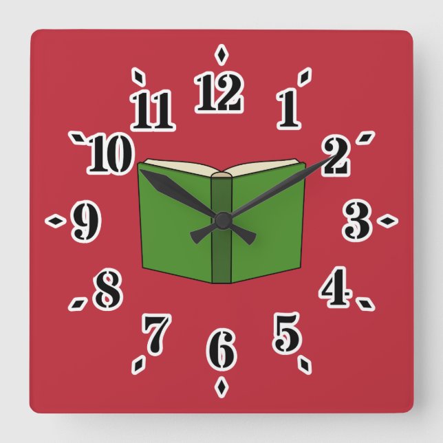 Horloge Carrée Livre vert de dessin (Recto)