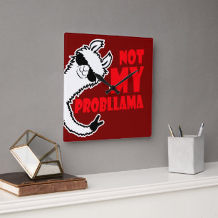 Horloge Carrée Llama Pas Mon Probllama Signe De Paix Lunettes De