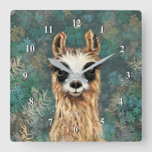 Horloge Carrée Llama pour bébé curieux - mignonne