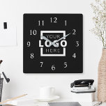 Horloge Carrée Logo de Custom Company<br><div class="desc">Add your custom corporate logo to create a wall clock. Makes a great promotional giveaway or corporate gift for customers,  vendor,  employees or other special people. choose from different clock shapes and sizes. No minimum quantity,  no setup fees.</div>