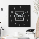 Horloge Carrée Logo de l'entreprise personnalisée<br><div class="desc">Ajoutez votre logo d'entreprise personnalisé pour créer une horloge murale unique. Fait un don promotionnel ou un cadeau d'entreprise pour les clients,  les vendeurs,  les employés ou d'autres personnes spéciales. Choisissez parmi différentes formes et tailles d'horloge. Pas de quantité minimale,  pas de frais de configuration.</div>