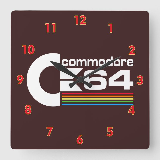 Horloge Carrée Logo de l'ordinateur Commodore C64 cool (Recto)