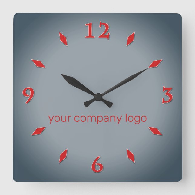 Horloge Carrée LOGO DE YOUR COMPANY, personalized,add your text (Recto)