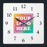 Horloge Carrée Logo d'entreprise personnalisé, entreprise<br><div class="desc">Add your custom corporate logo to create a wall clock. Makes a great promotional giveaway or corporate gift for customers, vendor, employees or other special people. choose from different clock shapes and sizes. No minimum quantity, no setup fees.</div>