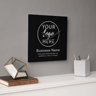 Horloge Carrée Logo d'entreprise personnalisé minimaliste