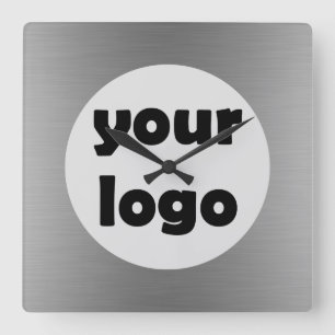 Horloge Carrée Logo en argent massif métallique moderne