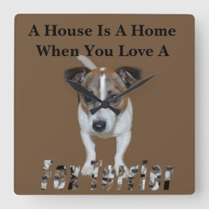 Horloge Carrée Logo Fox Terrier Et Fox Terrier Love,