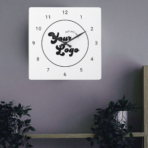 Horloge Carrée Logo personnalisé de l'entreprise minimaliste mode
