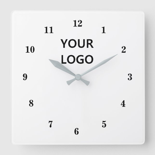 Horloge Carrée Logo White Black - Customizable (Recto)