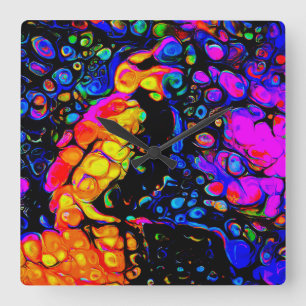 Horloge Carrée L'Oiseau Solitaire 4 : Style Art Liquide