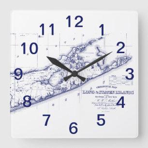 Horloge Carrée Long Island The Hamptons Map VC