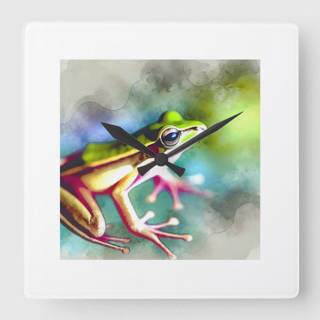 Horloge Carrée Long legged frog 100924AREF149 - Watercolor (Recto)
