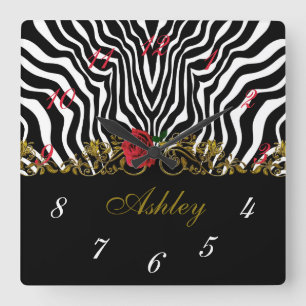 Horloge Carrée L'or noir rouge        