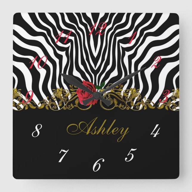 Horloge Carrée L'or noir rouge         (Recto)