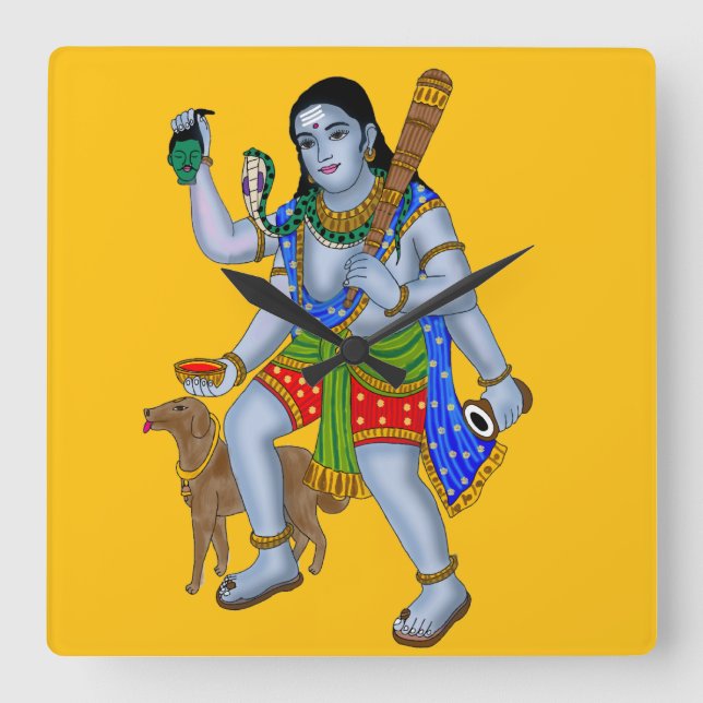 Horloge Carrée Lord Bhairava Wall Clock (Recto)